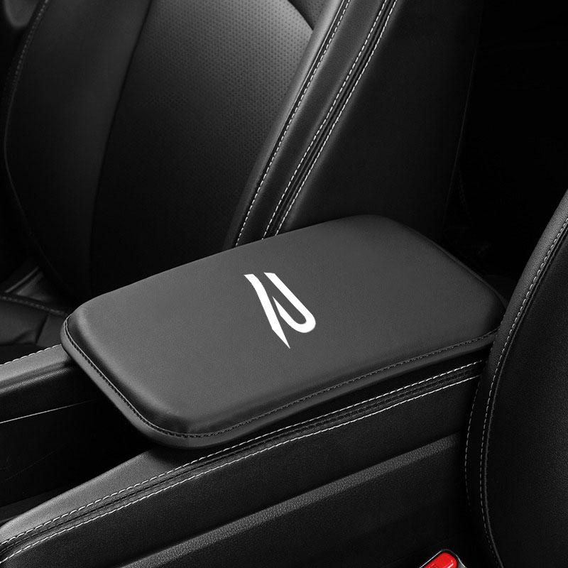 rsq1 1PCS Car Armrest Pad Covers New R logo Auto Seat Armrests Storage Protection Cushion for VW Volkswagen Golf 8 MK8 Accessories