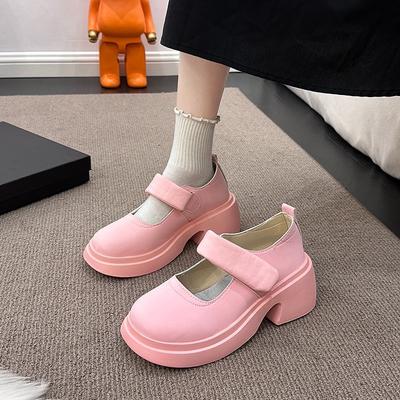 Модные винтажные туфли Мэри Джейн на высоком каблуке для женщин, кожаные туфли на толстой платформе, женские туфли в стиле Лолита с ремешком на липучке, Zapatos De Mujer