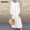 JPNTKY Модные летние весенние однотонные с принтом платья с длинным рукавом повседневные