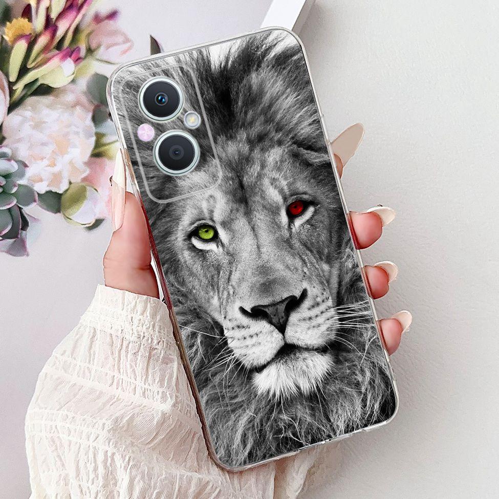 Clear For Oppo Reno 7Z 5G CPH2343 Case For Oppo Reno 8Z 5G CPH2457 Cover Luxury Butterfly Love Fashion Flowers Cool Lion Painted
