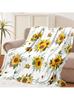 Sunflower Butterfly Blanket White Flower Printed Throw Blanket Cozy Soft Bedspread For Bed Sofa Couch Home Decor