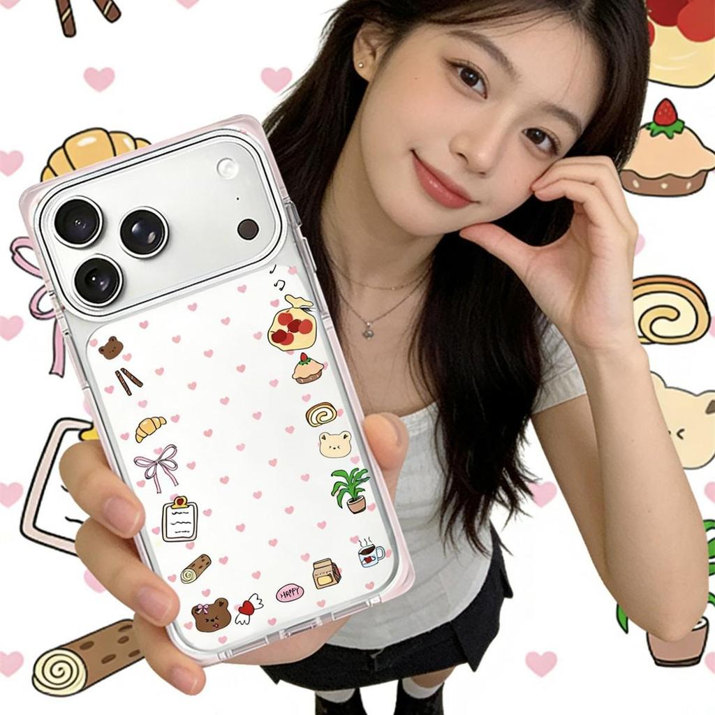 Кристальный квадратный мультяшный щенок Противоударный чехол для iPhone 15/16/17 Pro Max