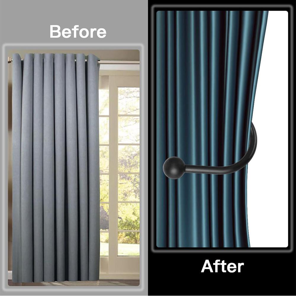 Curtain Holdbacks with Screws for Living Room Bedroom Bathroom, Black