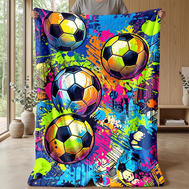 Soccer Ball Galaxy Theme blanket Lightweight Warm Flannel Blanket Decorative Throw Blanket for Home Decoration