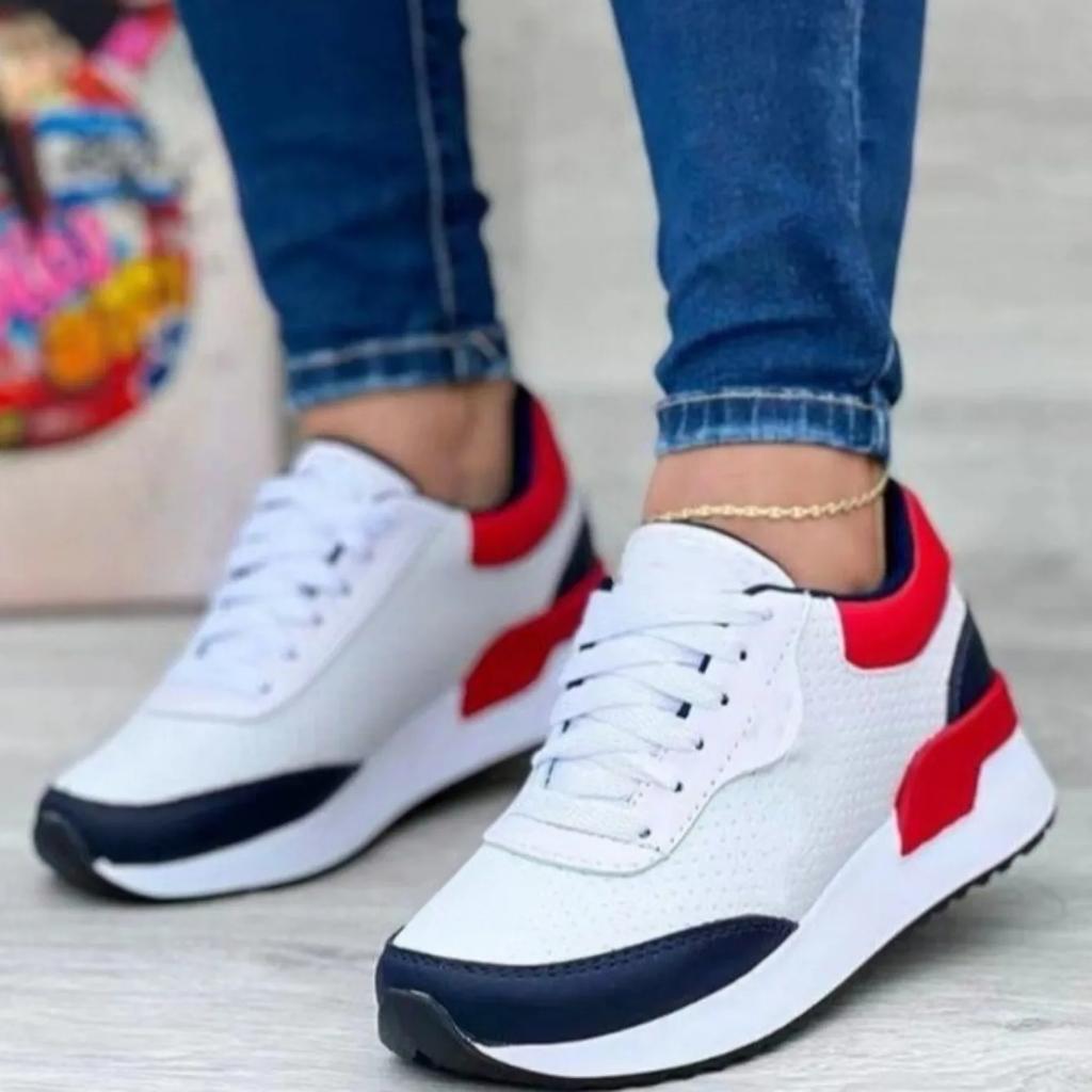 Women Sneakers Platform Shoes Leather Patchwork Casual Sport Shoes Ladies Outdoor Running Vulcanized Shoes Zapatillas Mujer