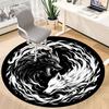 1pc Wolf YinYang Office Round Area Rug, Under Office Chairs Bedroom Living Room Home Decor, Room Deco, Available in Various Sizes