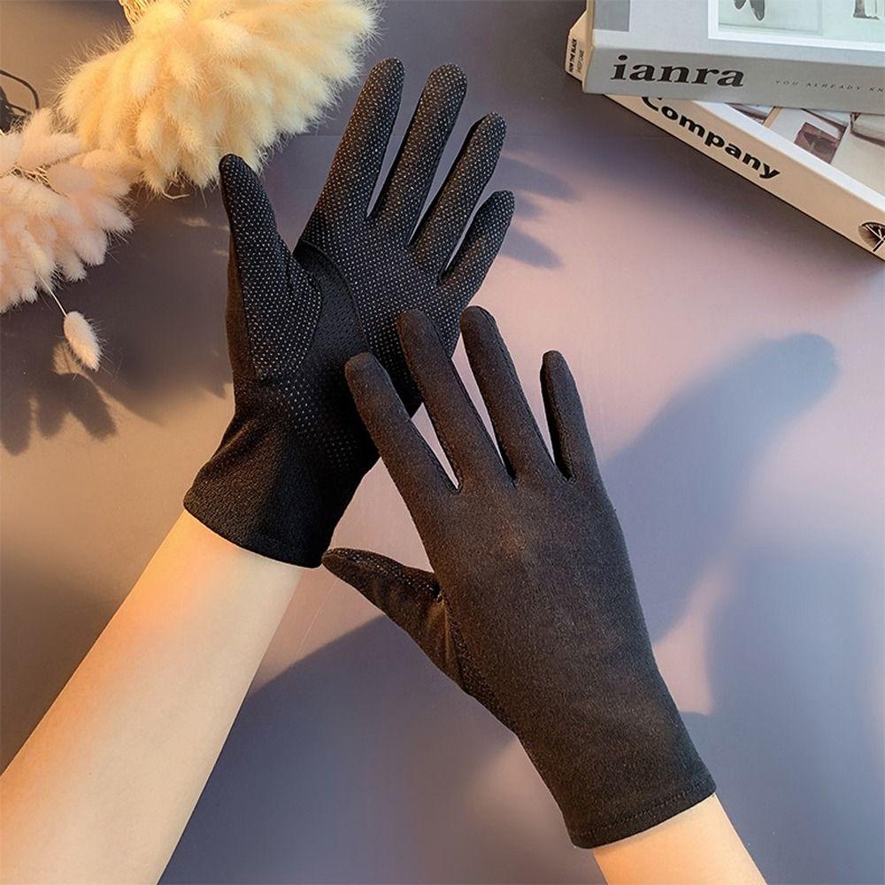 Five Fingers Gloves Cotton Solid Color Outdoor Mittens Women Driving Gloves Summer Sunscreen Gloves