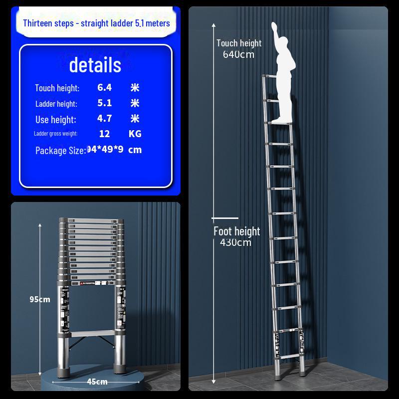 Многофункциональная складная телескопическая лестница из нержавеющей стали