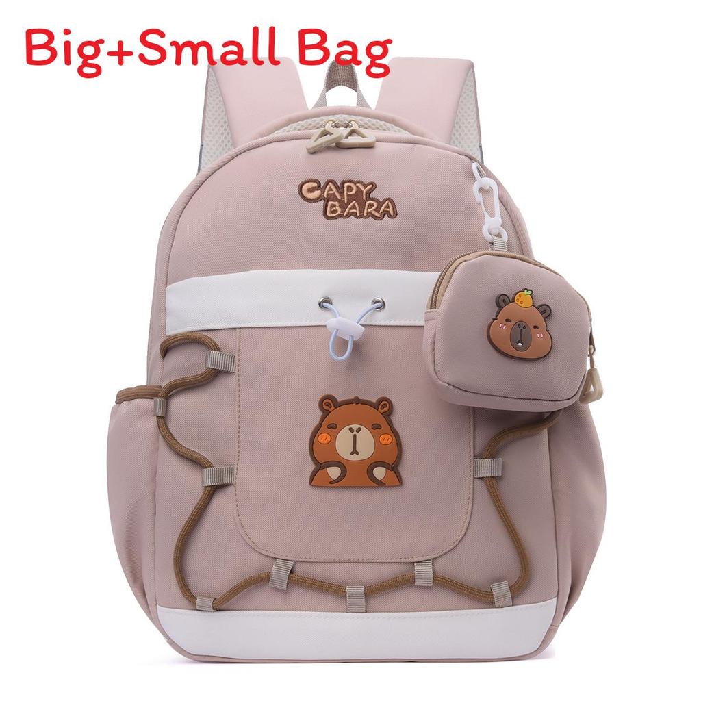 Capybara Childrens Cartoon Style Nylon Backpack With Lightweight Design For School Use