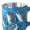 Stainless Steel Ceramic Mug Fishing Rod Handle Coffee Cup Unique Fishing Rod Handle Mug for Fishermen Dad Tea Coffee