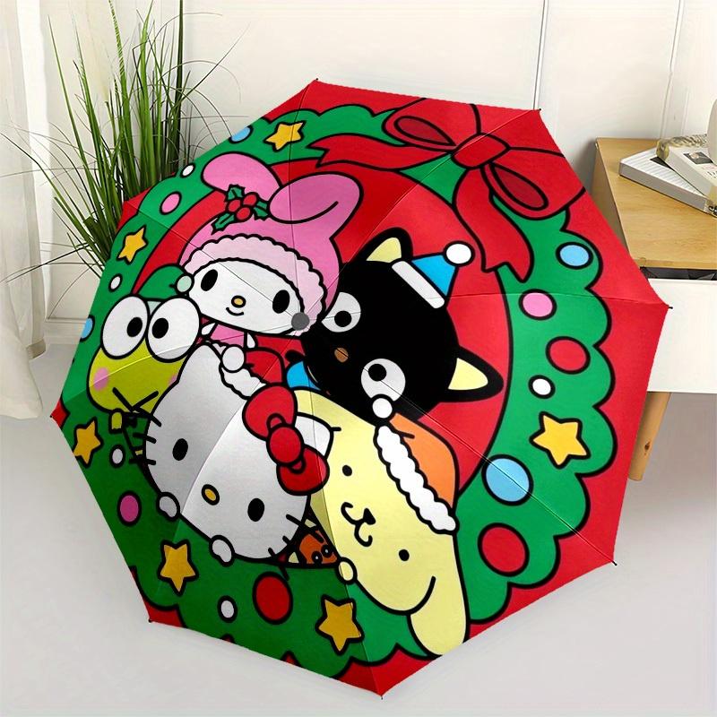 1pc Christmas Hello Kitty CharactersUmbrella with Plastic Handle,Suitable for All Seasons Home Travel Outdoor UmbrellaSanlio147