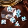 Cusdie Набор кубиков DND с цветочным принтом, разноцветные D4-D20, полиэдрические кубики из смолы для настольных ролевых игр Dungeons and Dragons