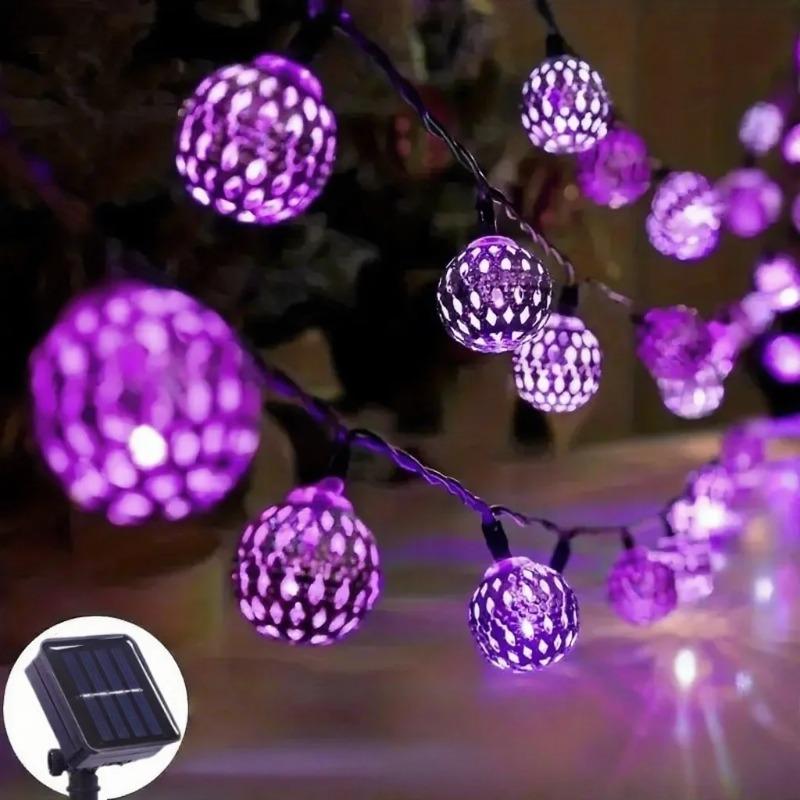 Solar Moroccan Ball String Lights Outdoor Garden Fairy Lights for Christmas Wedding Holiday Party Decorations