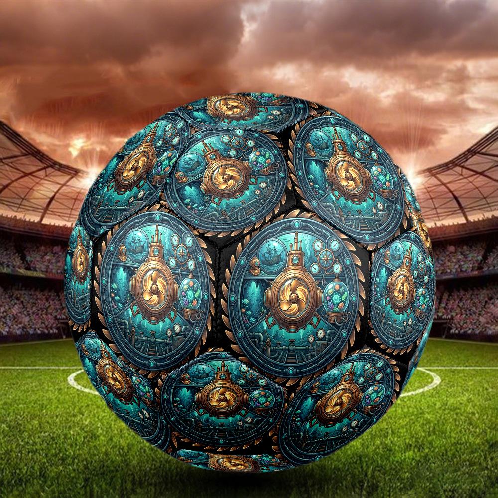 Steampunk Submarine Adventure Round Football Size 5 Adult Ball Suitable for Training Matches and Outdoor Team.