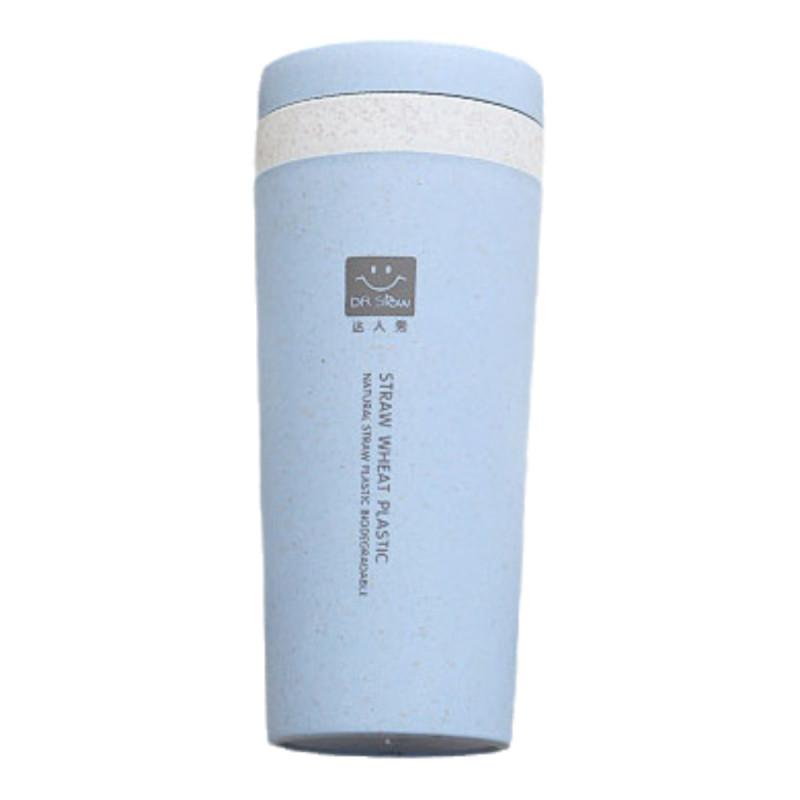 Экологически чистая двухслойная изолированная чашка из пшеничной соломы для использования на открытом воздухе и дома с крышкой