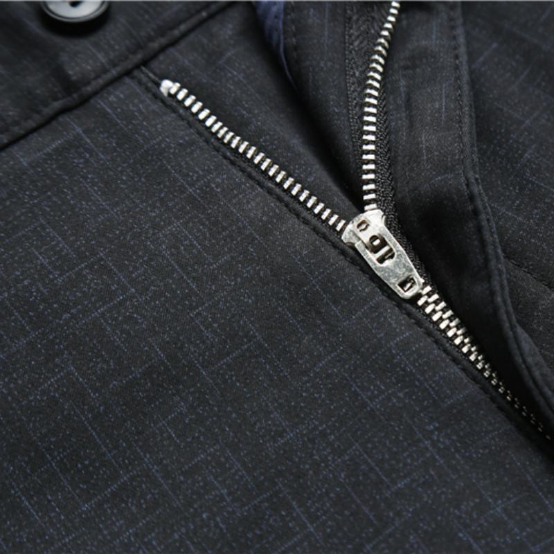 Зимние новые мужские теплые повседневные брюки деловые модные флисовые толстые клетчатые брюки офисные эластичные брюки мужская одежда