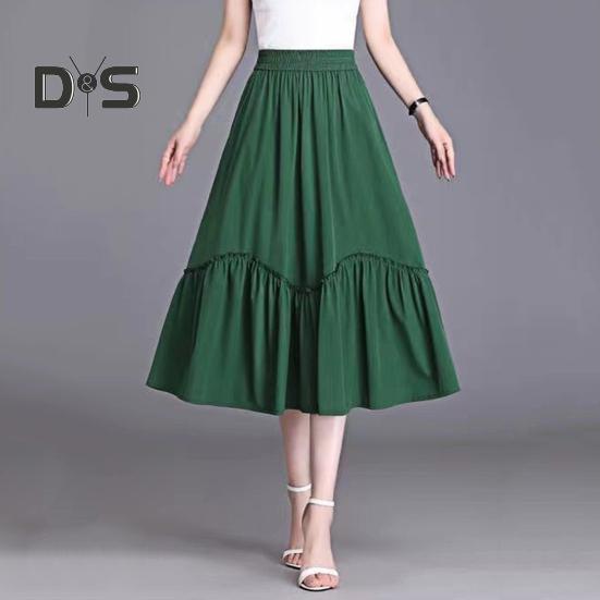 Женская юбка миди, эластичная юбка А-силуэта с высокой талией, длинная юбка с карманами, однотонная тонкая юбка, утягивающая юбка