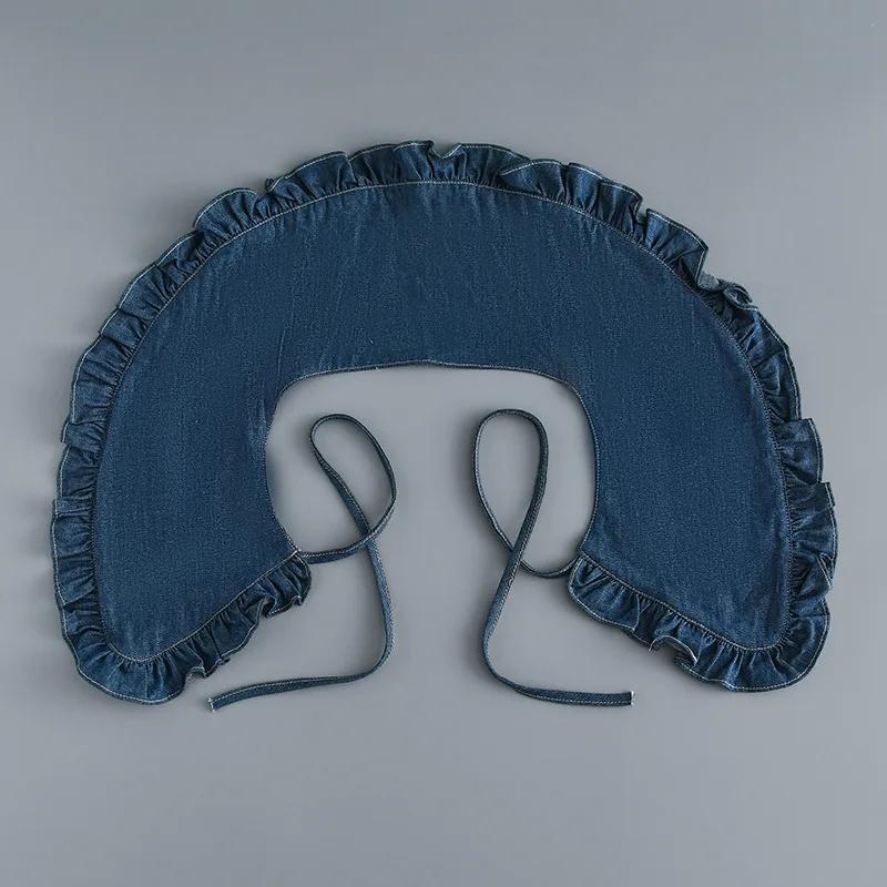 Women Denim Fake Collar Scarf Shawl Shoulders Wraps Cape Removable Neckwear False Collar Clothing Accessories Half Tops Shawls