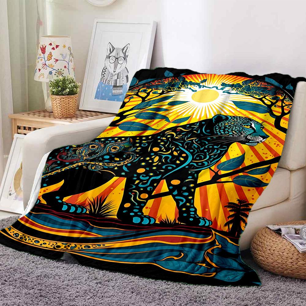 1pc Jungle Safari Print Blanket Lightweight Blanket Throw Blanket For Sofa, Bed, Travel, Camping, Livingroom, Office, Couch, Chair yy251010094