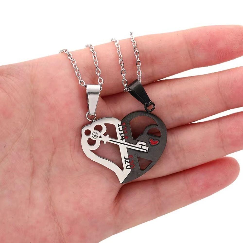 Personalized Design Couple Necklace Titanium Steel Heart Shape Necklace Couple Accessories