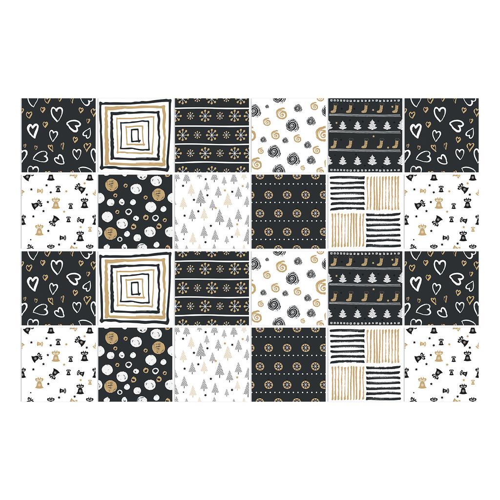 15Cm Art Tile Wall Sticker Self-Adhesive Creative Mandala Style Tile Sticker Glue-Free Waterproof 24 Pieces