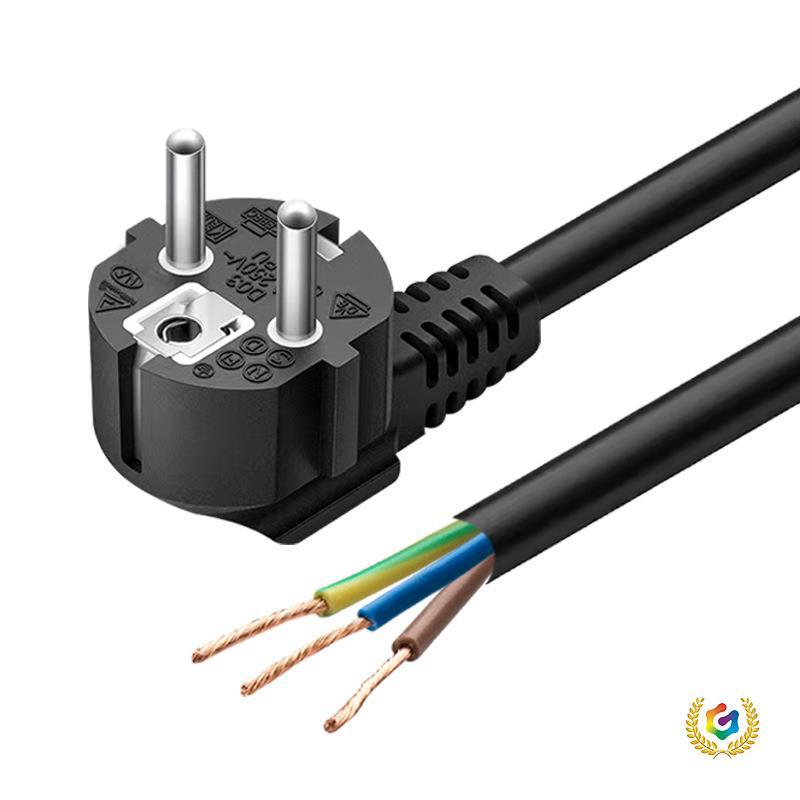 CE-Certified Pure Copper Power Cord with European Plug - Single Head Bare End, 0.75mm², 1m, 1.5m, 2m