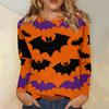 Women's Fashion Casual Halloween Printed Round Neck Long Sleeve Pullover Top
