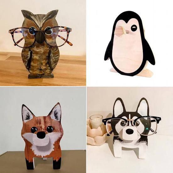 Деревянный держатель для очков в виде животного, резной держатель для очков на столешницу, органайзер для очков в виде животного для домашнего офиса, школьной парты