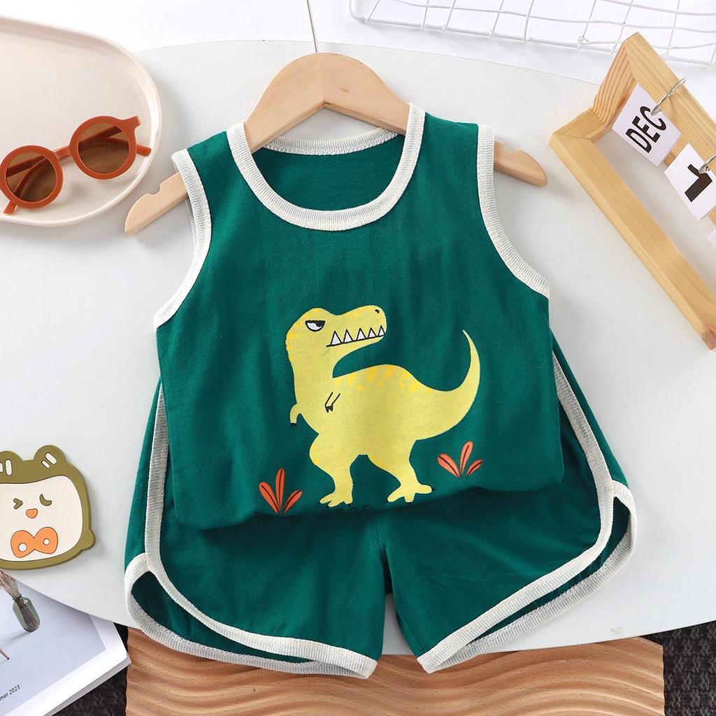 Children's Cotton Sleeveless Summer Sportswear Set - Two-Piece Casual Outfit for Toddlers and Kids