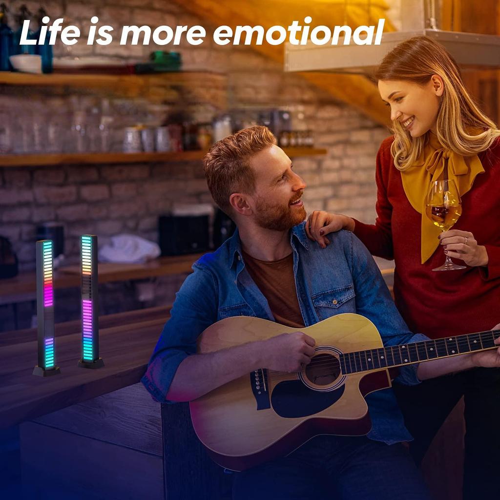 32-битный звукосниматель, ритм-подсветка, индикатор уровня музыки, голосовое управление звуком, звуковой спектр, светодиодная подсветка RGB