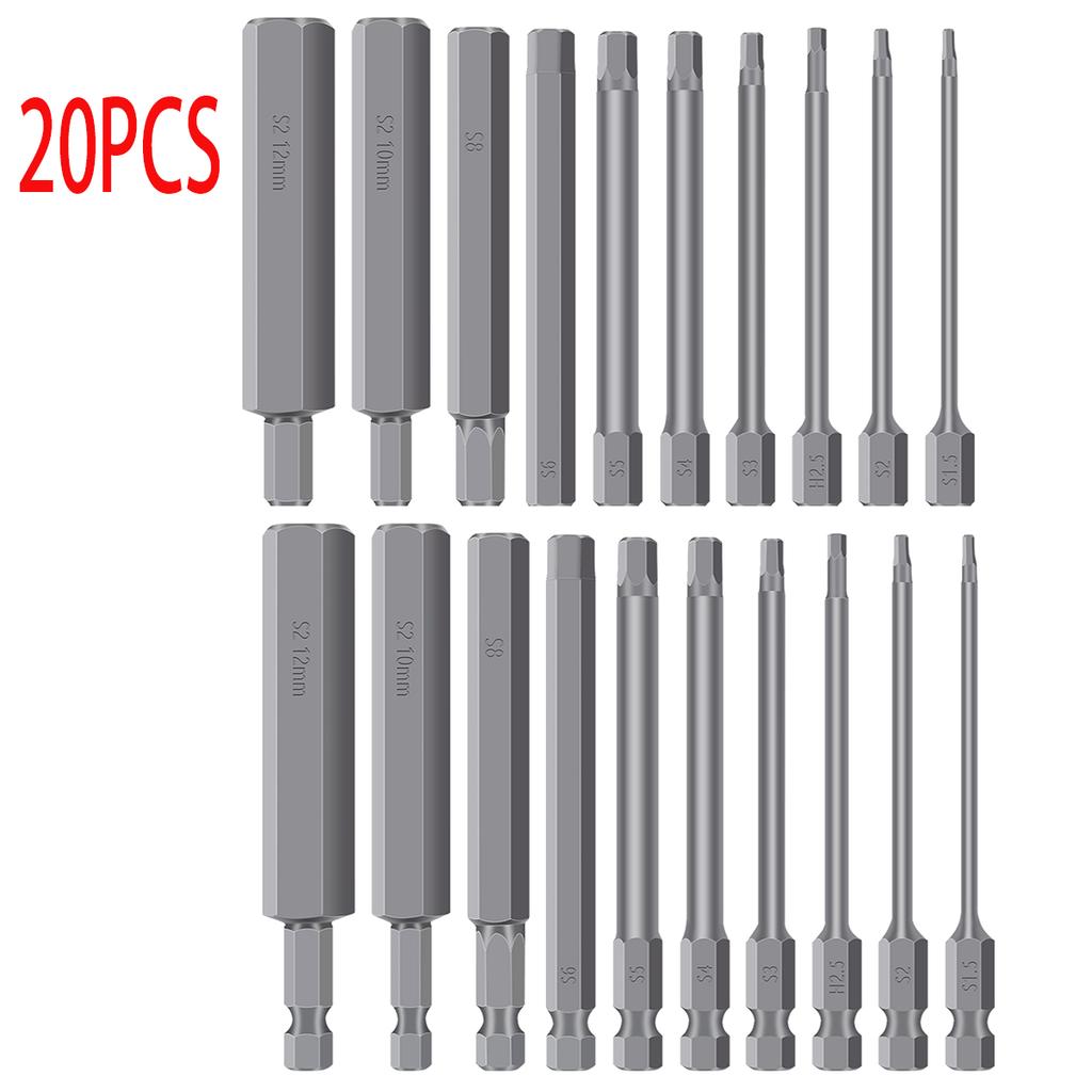 Набор шестигранных ключей Аллена из стали S2, насадки для электроотвертки 1/4 дюйма, электрические многофункциональные, с магнитным наконечником