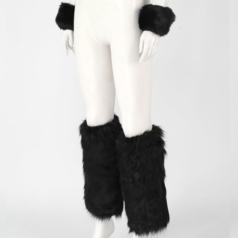 Faux Furs Cuffs Furry Wrist Bands Leg Warmers Wrist Cuffs Warmer Boot Cuffs for Women Party Cosplay Costumes Accessories
