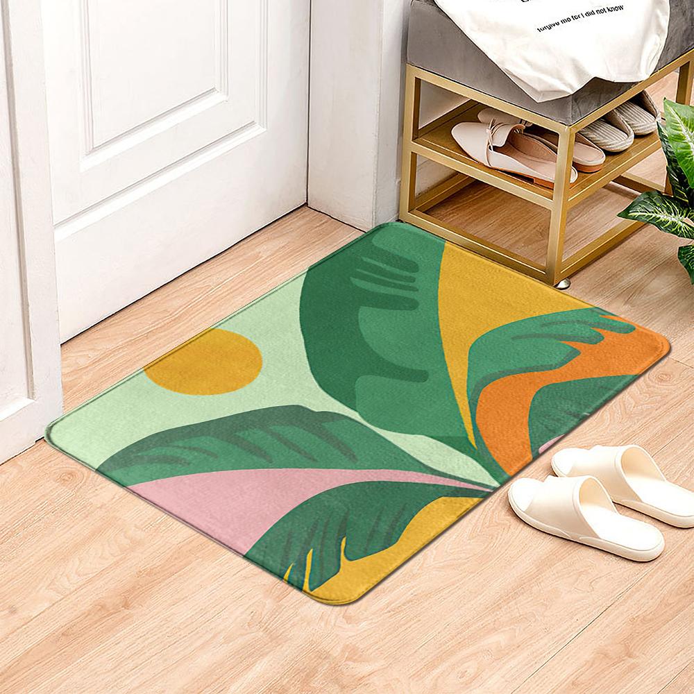 Коврик с рисунком тропических растений, дверной коврик, домашний впитывающий коврик, влагостойкий для крыльца, спальни