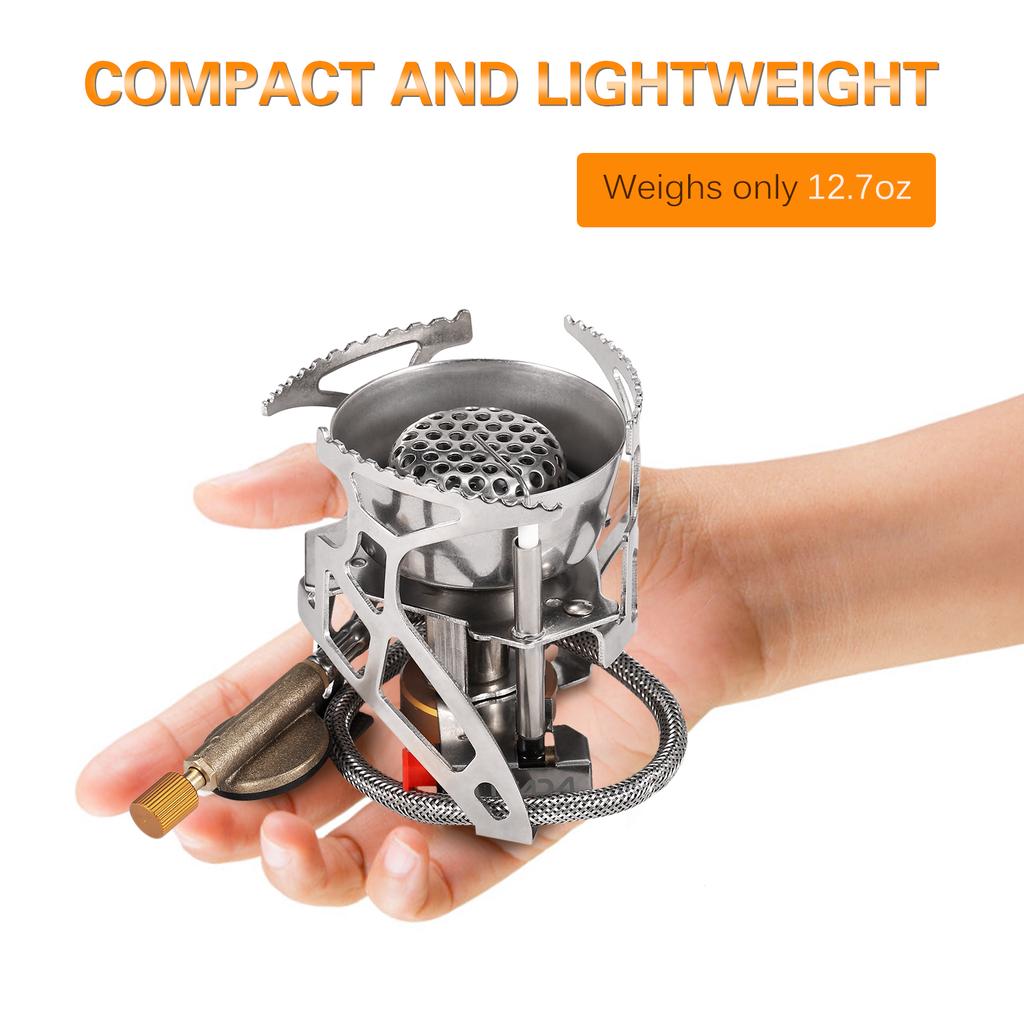 Lixada Foldable Camping Gas Stove Windproof Piezo Ignition Backpacking Stove Outdoor Portable