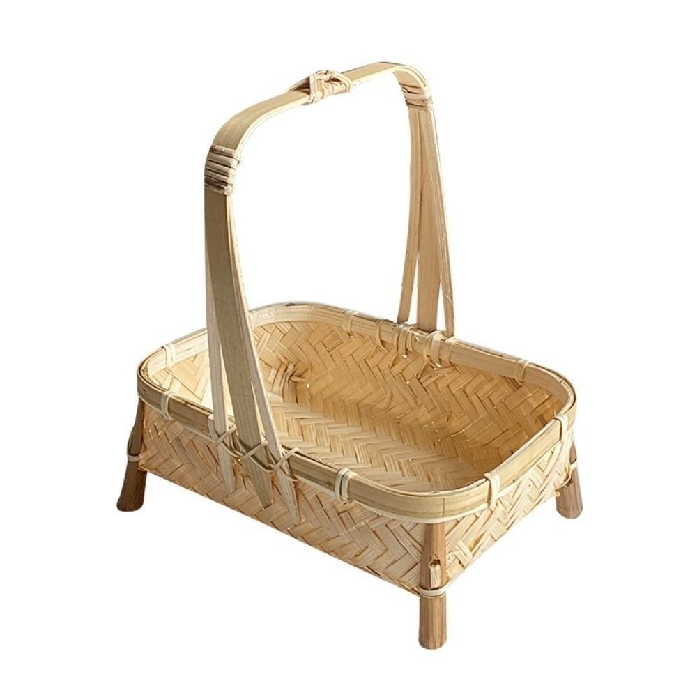 Multi-purpose Retro Bamboo Basket Bamboo Woven Small Size Snack Basket Handmade Fruit Basket Snack Fruit Organization