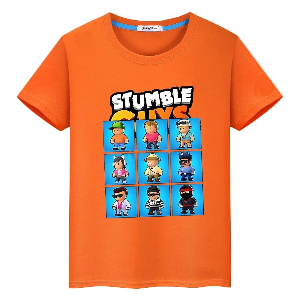 Короткая футболка из 100% хлопка для мальчиков Stumble Guys, футболка Kawaii Pride, цельная футболка y2k, повседневные футболки с принтом аниме, топы, детская одежда для девочек