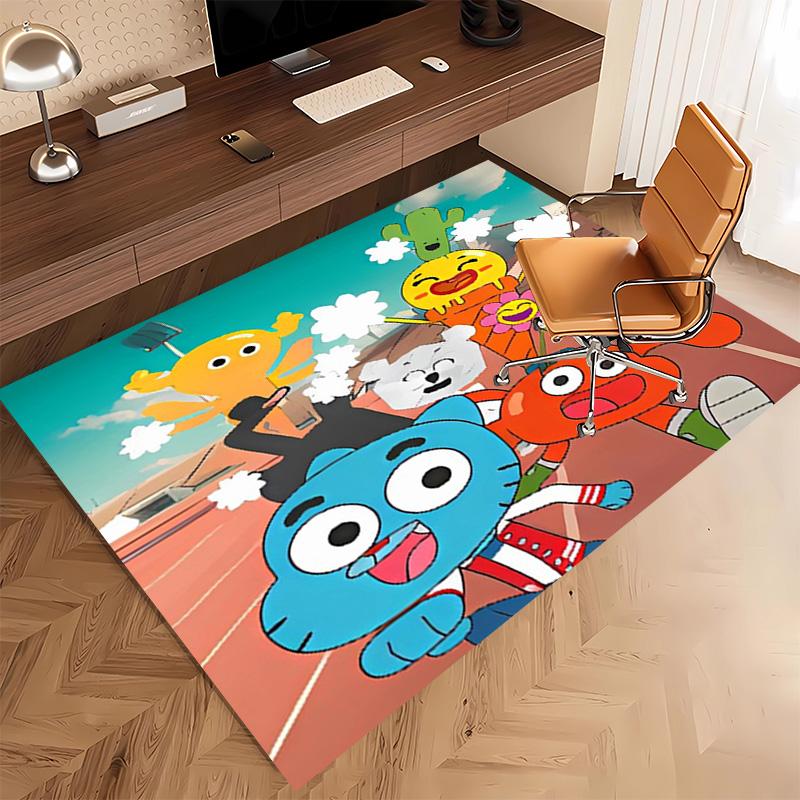 1pc The Amazing World of Gumball Print Area Rug - Soft, Washable Non-Slip Indoor Mat, Living Room, Home Office Decorative Rug,Office Decorative