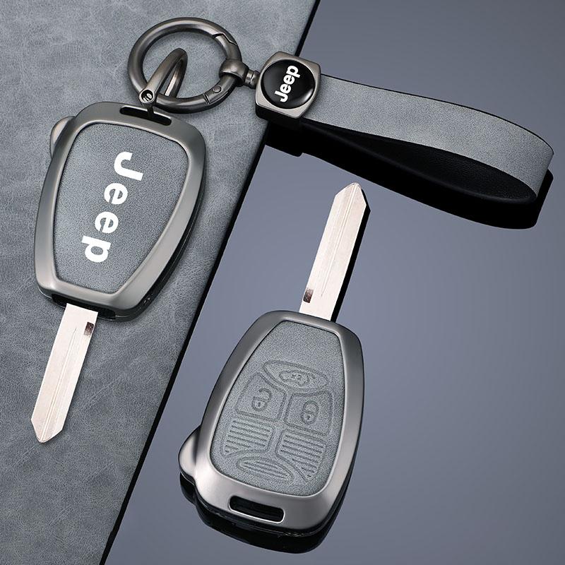 Zinc Alloy Leather Car Key Case for Jeep 300C Avenger Sebring Chrysler 200 Aspen Dodge Charger Commander Grand Cherokee Liberty AMO1