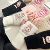 Knitted Wool Half Finger Gloves for Women Autumn and Winter Warm Student Writing Plush Wrist Protected Fingerless Gloves