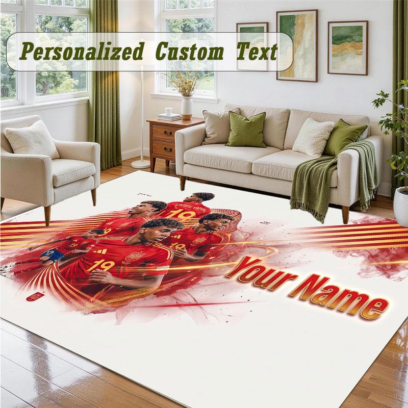 Crystal Velvet Square Rug Custom NameLamine Yamal Pattern Non Slip Home Floor Decor Rug