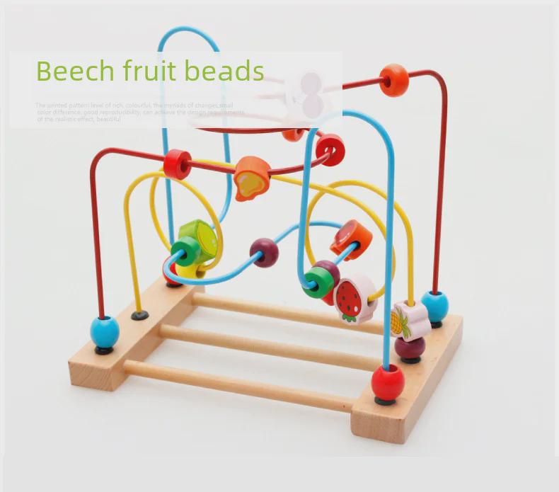 Wooden Fruit & Animal Beads: Educational Toys for Kids' Intelligence & Hand-Eye Coordination Development