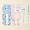3-Pack Toddler Girls' Knitted Tights with Cute Animal Prints, Spring/Fall Cotton Blend Pants, Soft Warmth