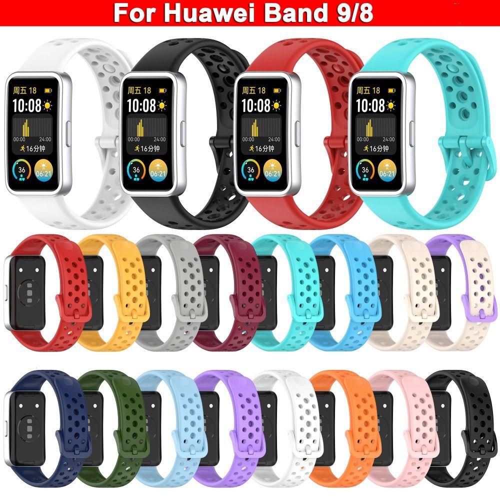 Дышащий браслет-браслет Мягкий силиконовый ремешок для часов для Huawei Band 9/8