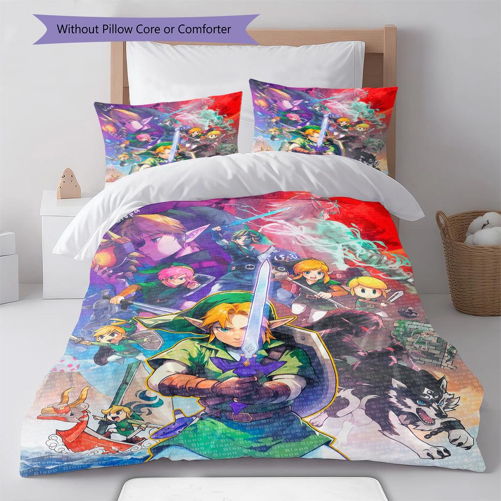 Fantasy Games Pattern Bedding Quilt Set Quilt Cover Pillowcase Home Decoration Birthday Gift (1 * duvet cover + 2 * pillowcase, without core)