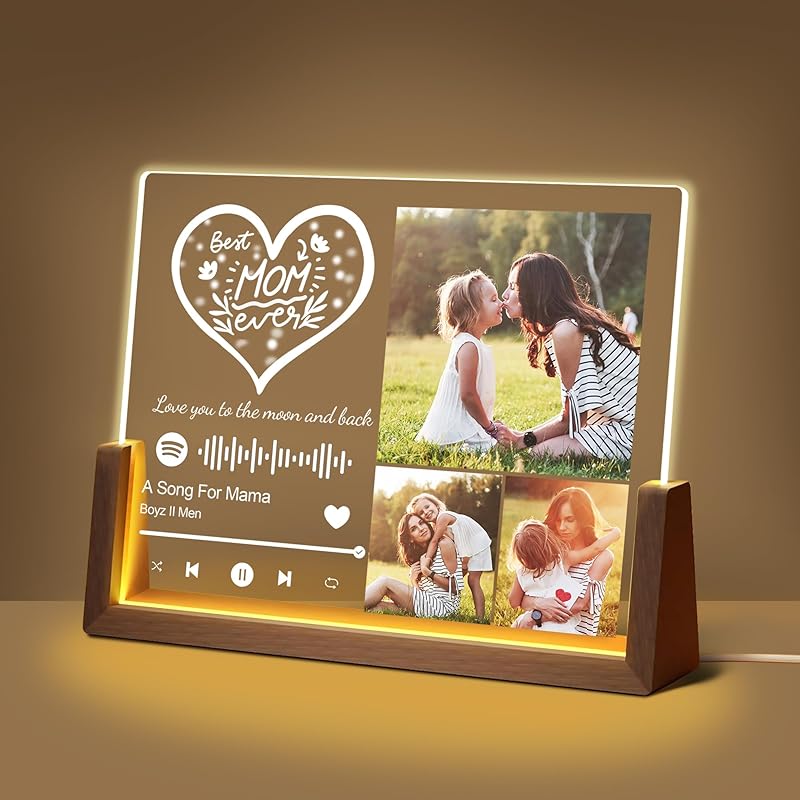 Персонализированные уникальные подарки на День матери для мамы и жены, подарки для мамы от дочери, сына и мужа, фоторамка из акрила с ночником и именем на фото,