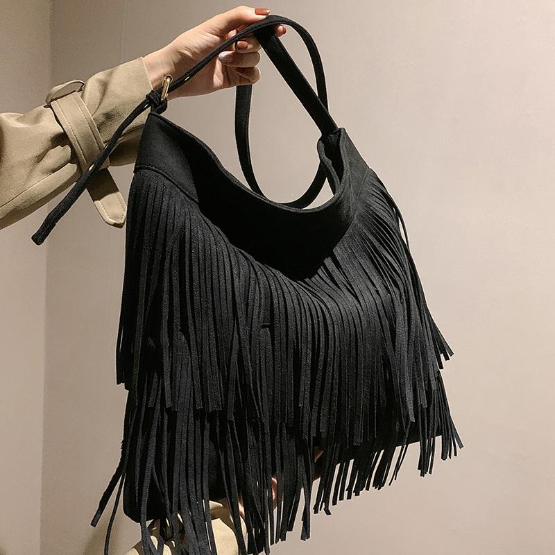 Женская сумка Bohemian Brown Personality, летняя женская сумка, большая вместимость, ретро-сумка через плечо с кисточками, кошелек