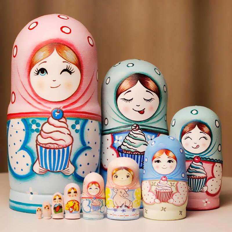 10-слойная русская матрешка - Креативная деревянная игрушка и подарок на день рождения для детей, поделочная фигурка и сувенир из путешествий.