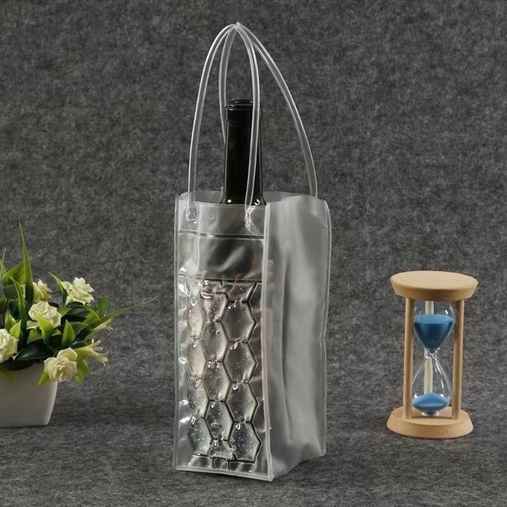 PVC Wine Bottle Freezer Bag Insulated Red Wine Handbag Gel Ice Carrier Holder Picnic