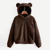 Women's Cute Bear Ears Plush Long Sleeve Hooded Sweatshirt Pullover Hoodies