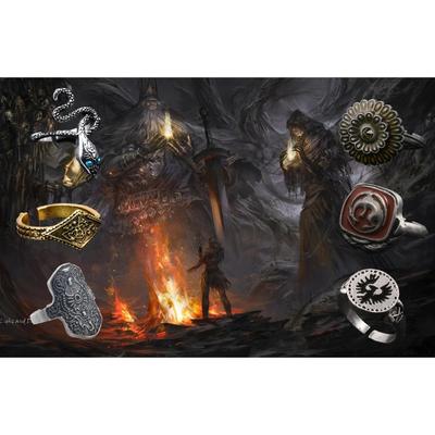 Кольца с регулируемым размером серии Dark Souls для мужчин Клеймо Демона Хавела Значок Хлоранти Косплей Бижутерия Аксессуары для Фанатов Игр